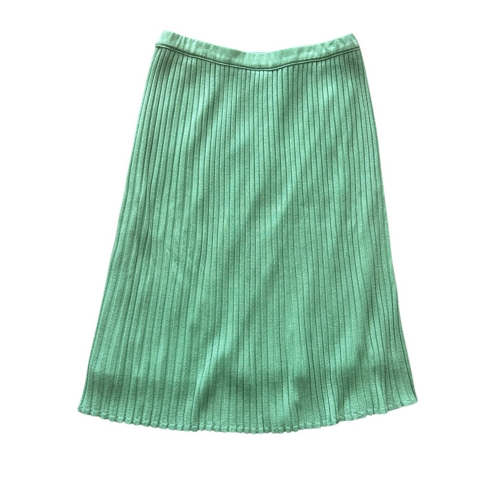Vintage Pistachio Green Pleated Midi Skirt Made in Italy Flowy Spring Skirt Sz M - Picture 2 of 7